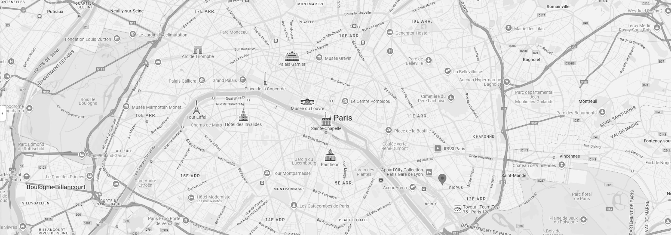 Carte géographique montrant notre présence à Paris